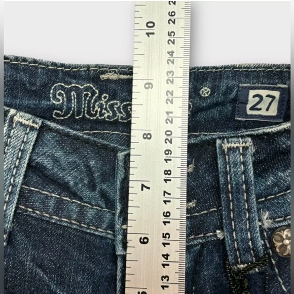 Miss Me Jeans Women 27 Bootcut Embellished Distressed Whiskering Bling NWT bling - Picture 8 of 16